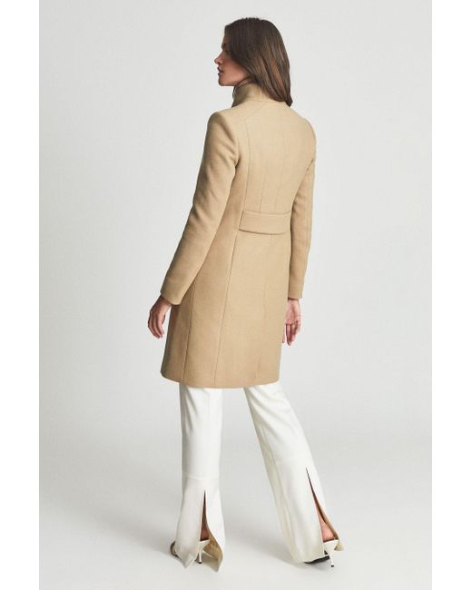 Reiss White Mia - Camel Wool Blend Mid Length Coat