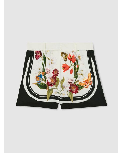 Reiss Multicolor Selina - Ivory/black | Nybg Scarf-print Shorts, Us 2