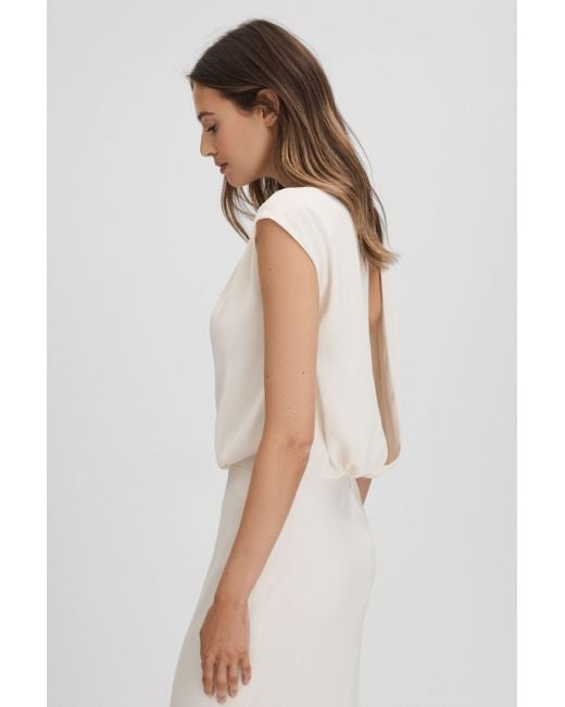 Reiss White Rupa - Ivory Draped Maxi Dress