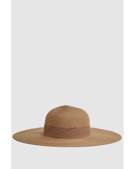 Reiss Brown Emma - Natural Wide Brim Raffia Hat