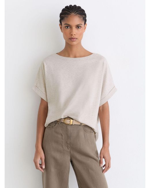 Reiss White Cotton Wide-Neck Relaxed-Fit T-Shirt