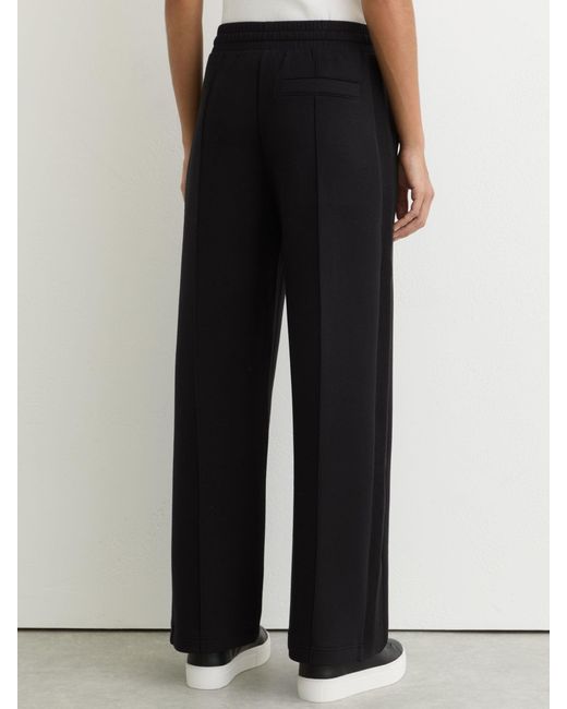 Reiss Black Petite Premium Interlock Wide-Leg Joggers