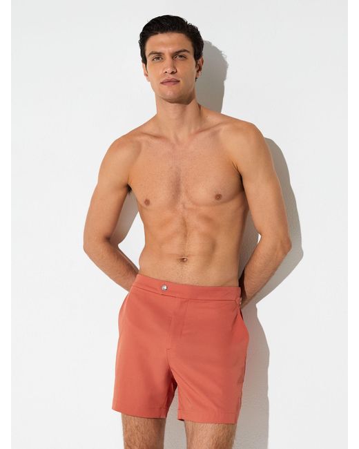 Reiss Brown Sun - Dusty Orange Side-adjuster Swim Shorts, M for men