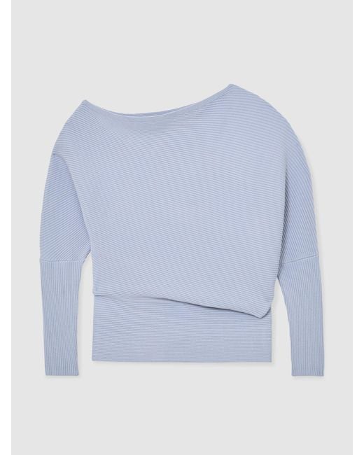 Reiss Gray Asymmetric Draped Knitted Jumper