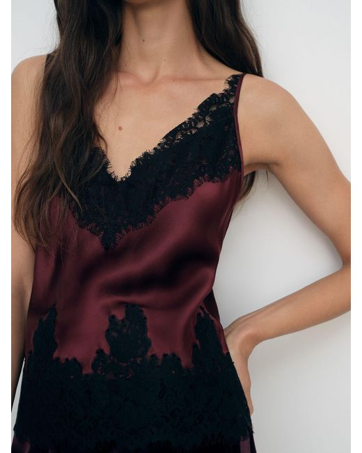 Reiss Blue Silk Lace-Trim Cami Top