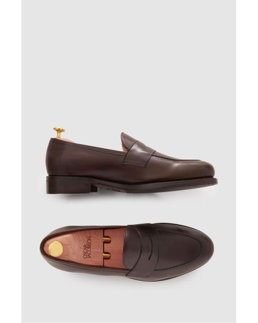 Oscar Jacobson Brown Oscar Leather Penny Loafers for men