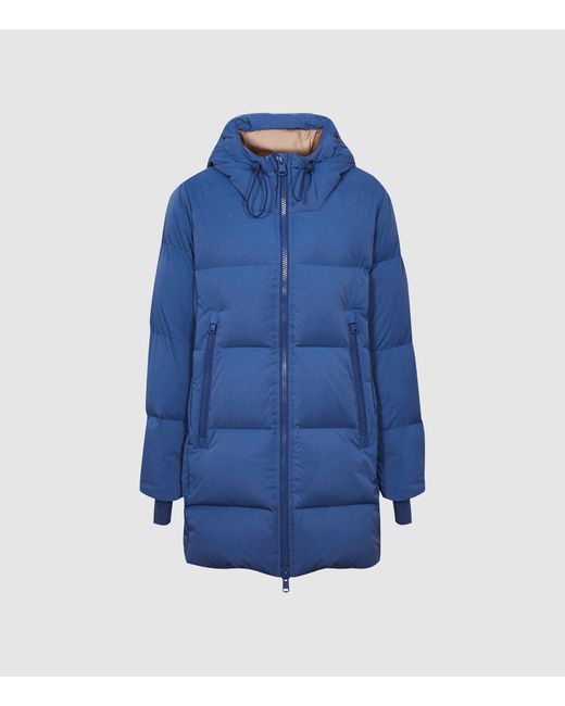 Reiss Blue Astrid - Mid Length Puffer Jacket