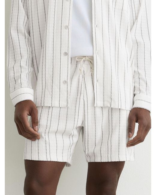 Reiss White Textured Stripe Drawstring Shorts for men