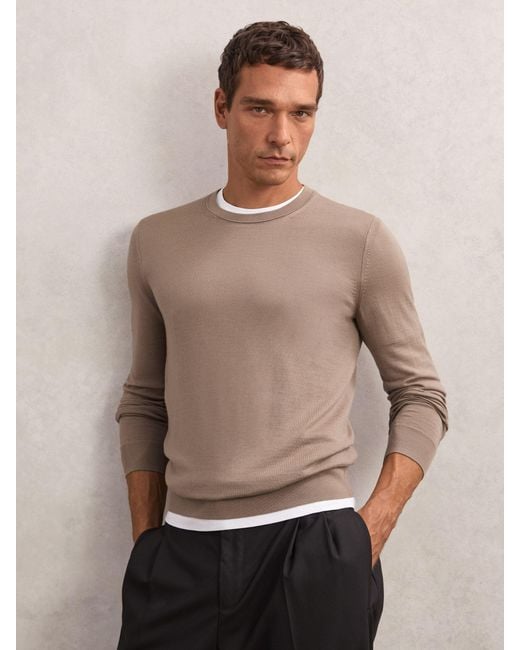 Reiss Natural Merino Wool Crew-Neck Jumper for men