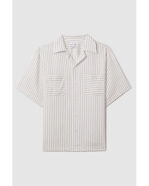 Reiss Anchor - White/navy Boxy Fit Striped Shirt for men