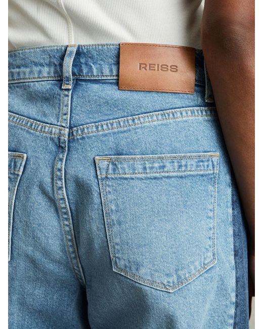 Reiss Blue Briar Wide-Leg Contrast-Panel Jeans