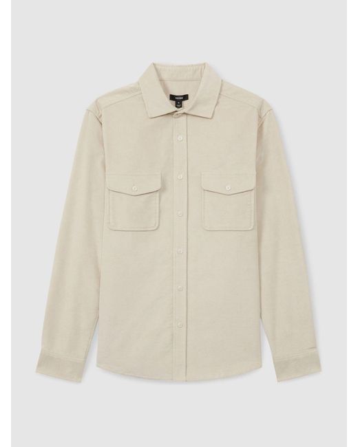 Reiss Natural Tucci - Stone Cotton-blend Corduroy Overshirt, S for men