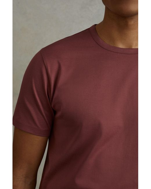 Reiss Brown Caspian - Old Rose Mercerised Cotton Crew Neck T-shirt, S for men