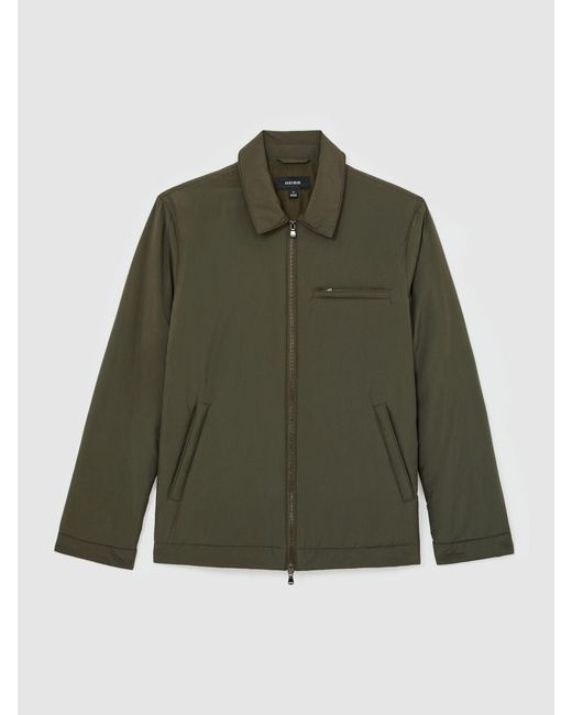 Reiss Green Technical Padded Zip-Through Jacket for men