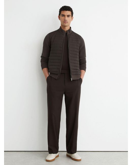 Reiss Black Hybrid Quilt And Interlock Zip Jacket for men