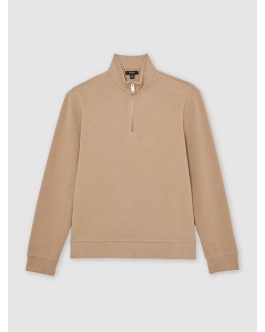 Reiss Natural Cotton-Blend Ribbed Half-Zip Jumper for men