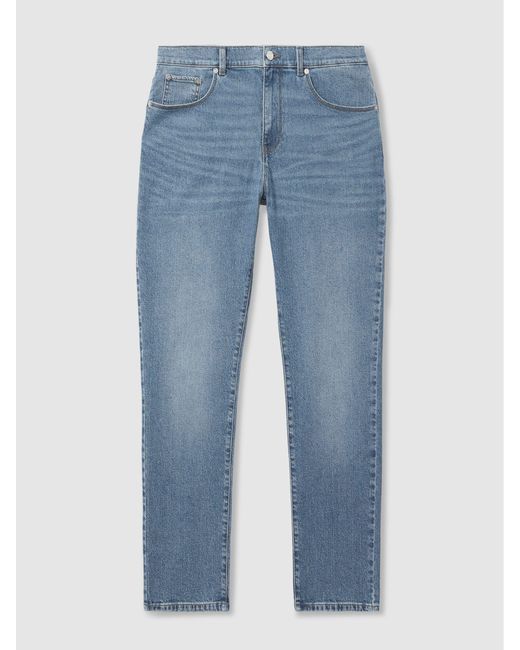 Reiss Blue Mid Wash Straight-Leg Jeans for men