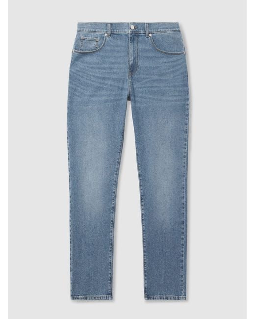 Reiss Blue Mid Wash Straight-Leg Jeans for men