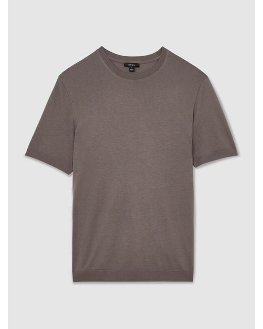 Reiss Brown Cotton- Crew-Neck Modern-Fit T-Shirt for men