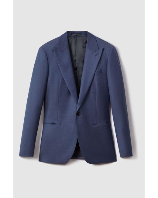Reiss Harrison - Bright Blue Slim Fit Wool Single Breasted Blazer for men