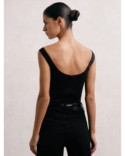 GOOD AMERICAN Black Scuba Corset Bodysuit