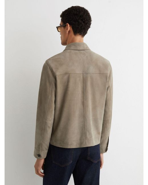 Reiss Natural Suede Patch-Pocket Worker Jacket for men