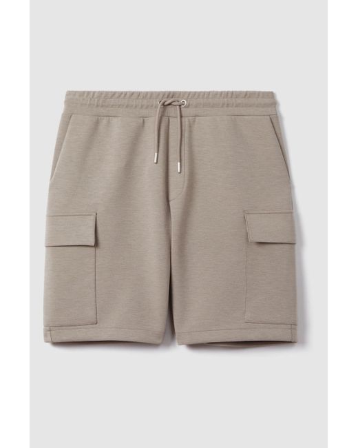 Reiss Natural Oliver - Taupe Drawstring Jersey Shorts for men