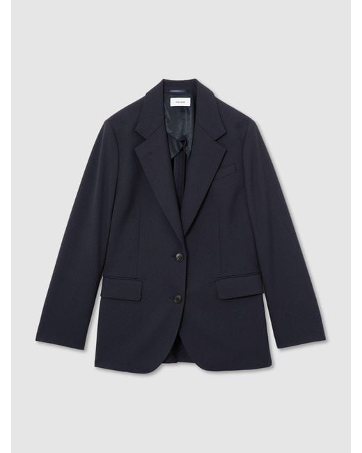 Reiss Blue Stretch-Twill Relaxed Single-Breasted Blazer