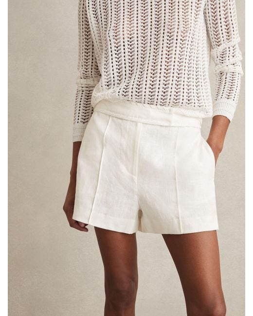 Reiss Natural Linen Whipstitch Shorts