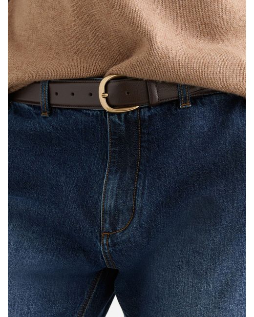 Reiss White Pebble - Dark Brown Pierce Pebble Pebbled-leather Curved-buckle Belt, 36 for men