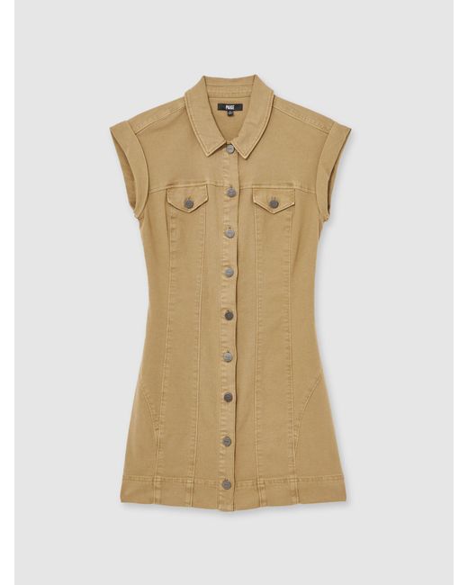 PAIGE Natural Denim Button Through Mini