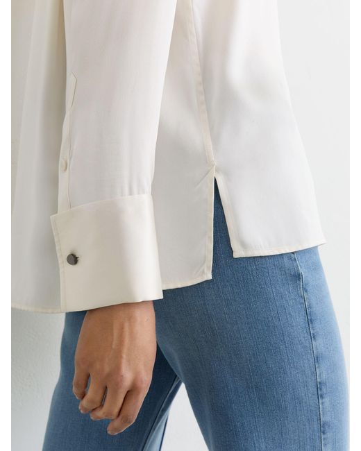 Reiss Natural Silk-Satin Concealed-Placket Shirt