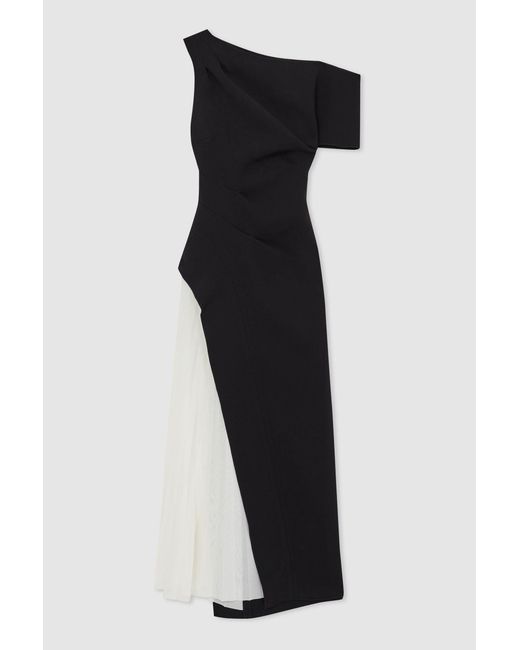 Acler White Cream Midi Dress With Contrast Skirt