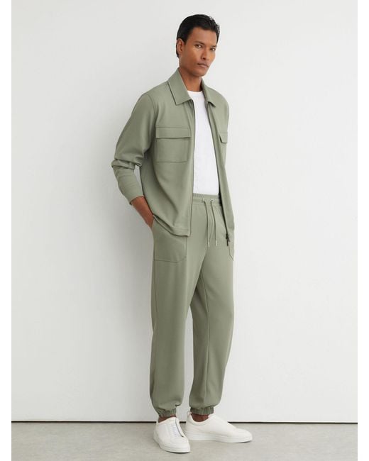 Reiss Green R-Flex Stretch-Twill Cuffed Joggers for men