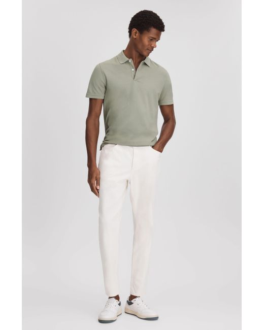 Reiss Multicolor Puro - Dark Sage Garment Dyed Cotton Polo Shirt for men