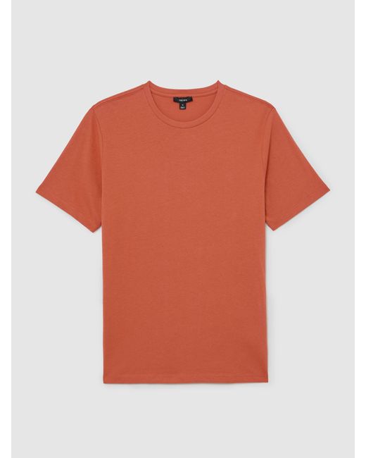 Reiss Multicolor Bless - Coral Cotton Crew-neck Tailored-fit T-shirt, Large for men