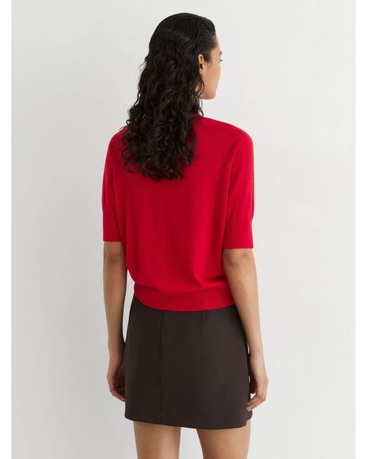 Reiss Red Merino Wool Crew-Neck T-Shirt