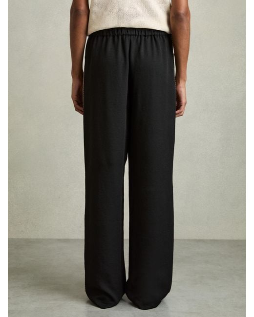 Reiss Black Wide-Leg Embroidered Trousers