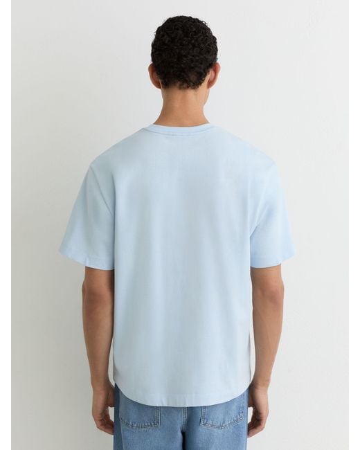 Reiss Blue Cotton Pigment-Dyed Relaxed-Fit T-Shirt for men