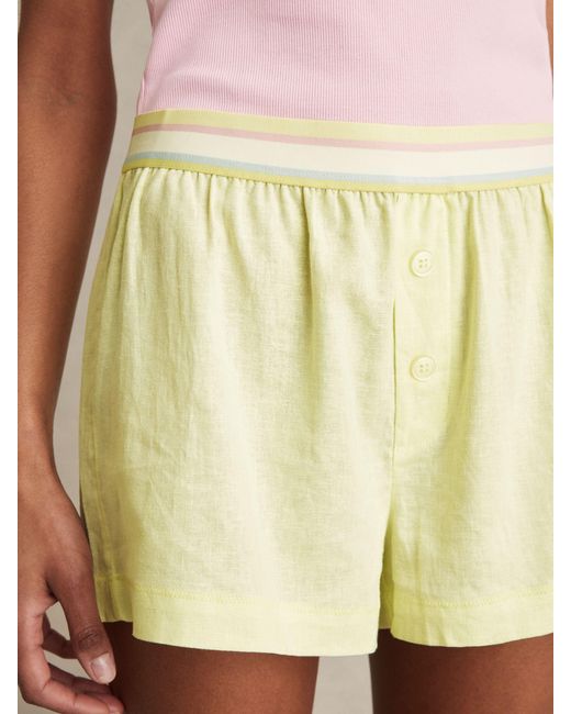 Reiss Natural Linen-Blend Contrast-Waist Boxer Shorts