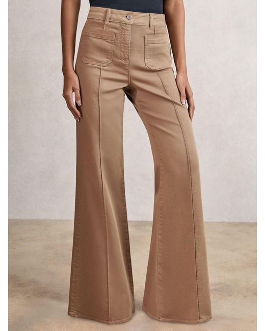 Reiss Natural Sakura - Taupe Neutral Patch-pocket Flared Jeans, 30w X 31l (uk 30 R)