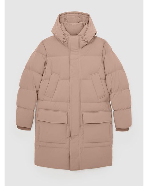 Reiss Natural Longline Quilted Puffer Jacket for men