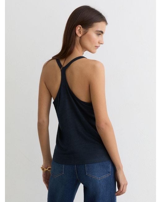 Reiss Blue Linen Racer-Back Vest