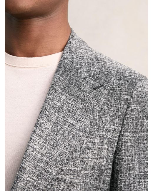 Reiss Gray Single-Breasted Textured Mélange Blazer Tailored-Fit for men