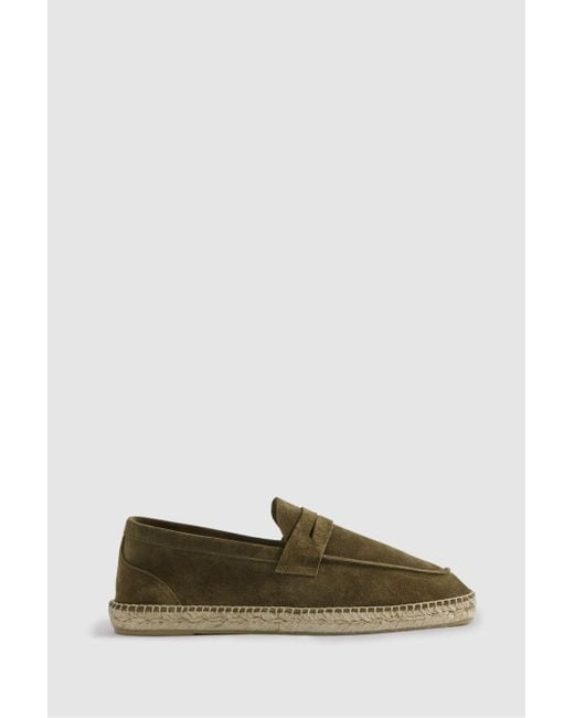 Reiss Green Cannes - Olive Suede Espadrilles for men