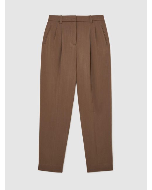 Reiss Multicolor Petite Lyocell Tapered Pleated Trousers
