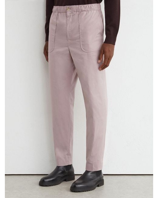 Reiss Pink Cotton-Blend Lightweight Tapered Trousers for men
