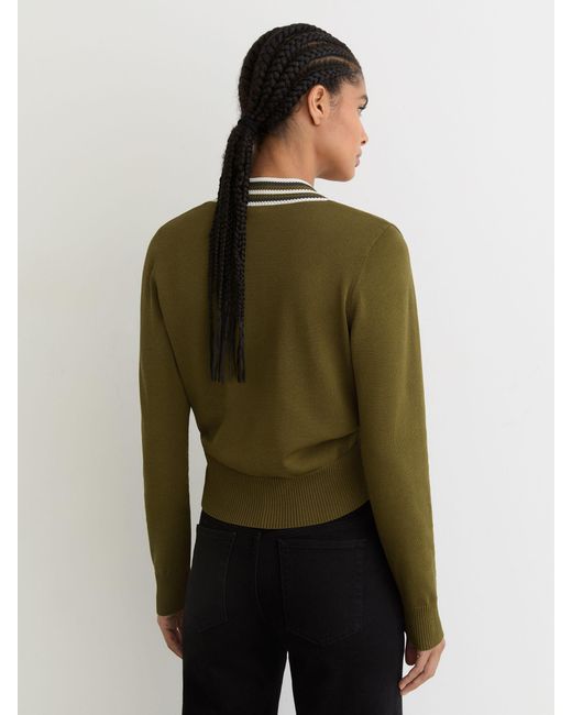 Reiss White Tipped Button-Through Cardigan