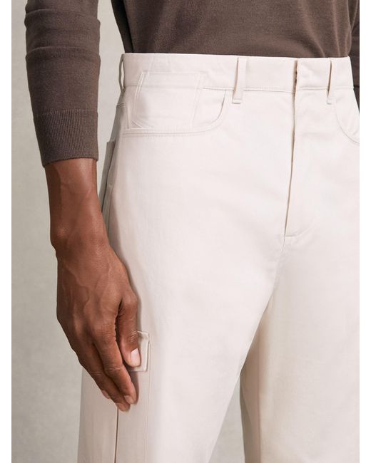 Reiss Natural Cotton Tapered Cargo Trousers With Stretch for men