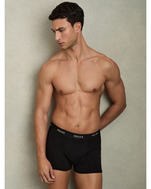 Reiss Heller - Black Three Pack Of Cotton Blend Boxers, S for men